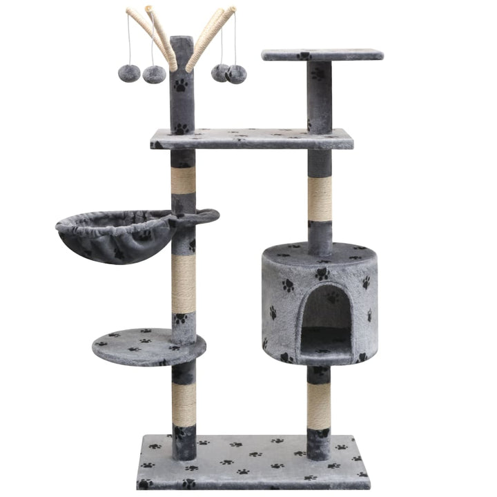 Cat Tree With Sisal Scratching Posts 150 Cm Paw Prints Grey