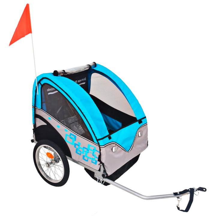 Bike Trailer Grey And Blue 30 Kg