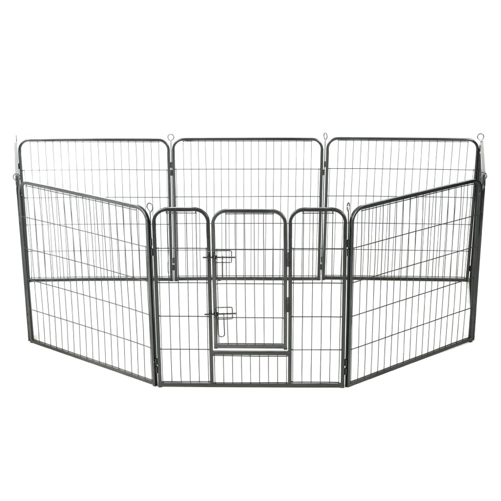 Dog Playpen 8 Panels Steel Black