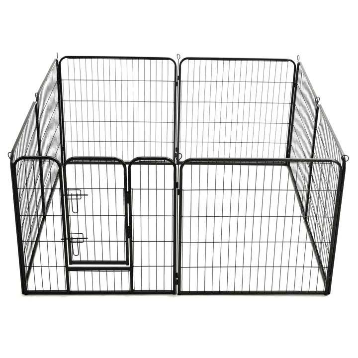 Dog Playpen 8 Panels Steel Black
