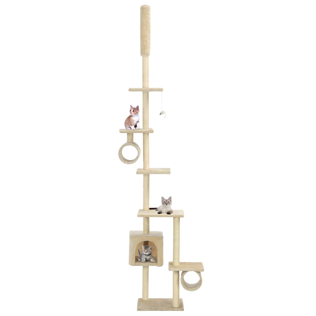 Cat Tree With Sisal Scratching Posts Beige Paw Prints