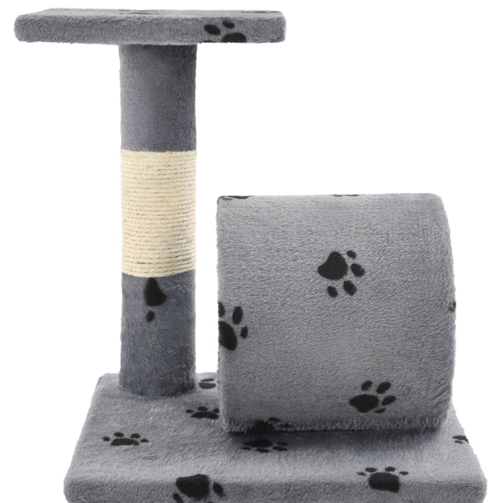 Cat Tree With Sisal Scratching Posts 65 Cm Grey Paw Prints