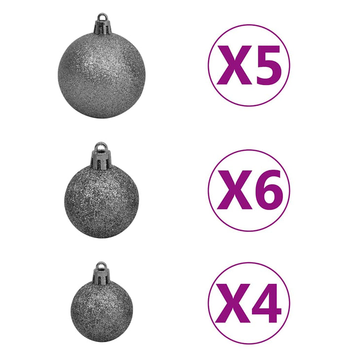 61 Piece Christmas Ball Set With Peak And 150 Leds White&Gey
