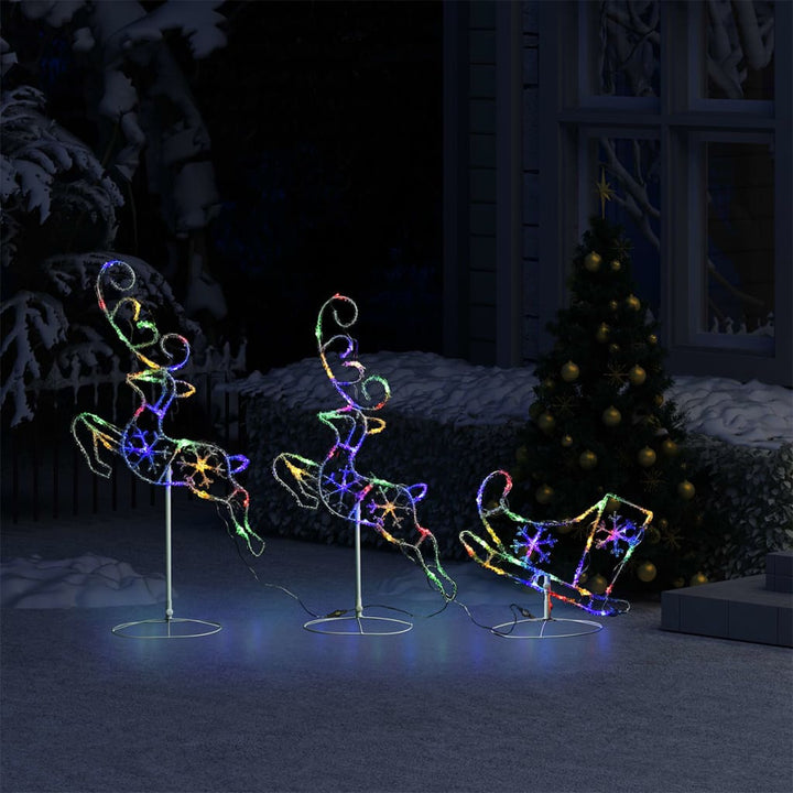 Acrylic Christmas Flying Reindeer&Sleigh 260X21X87Cm Colourful
