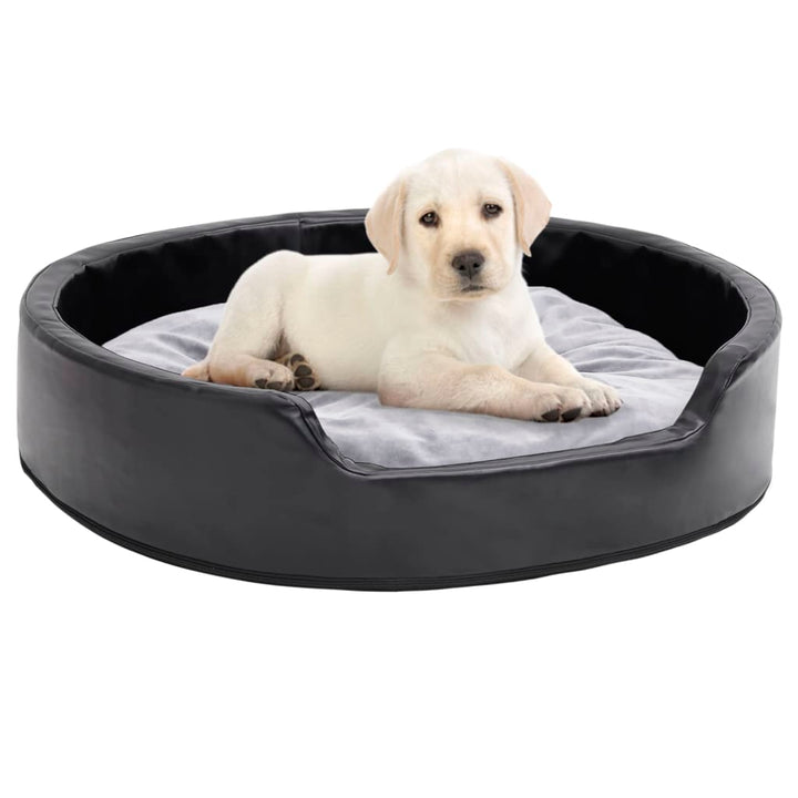 Dog Bed Black And Plush And Faux Leather