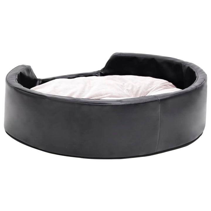 Dog Bed Black And Plush And Faux Leather