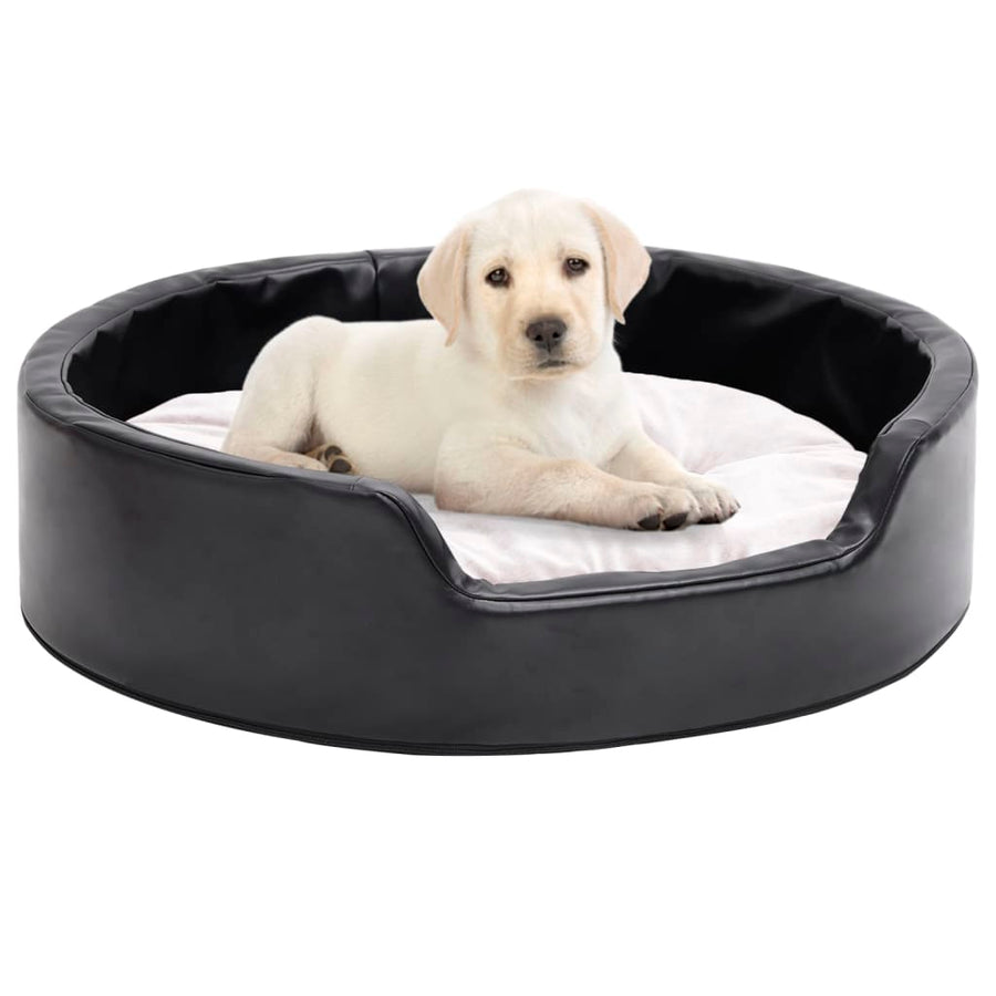 Dog Bed Black And Plush And Faux Leather