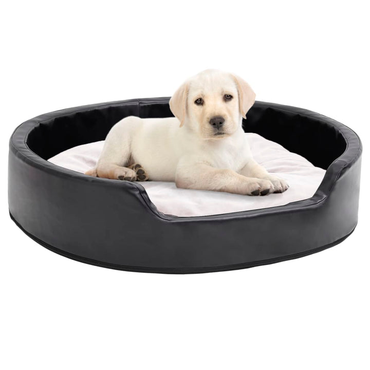 Dog Bed Black And Plush And Faux Leather