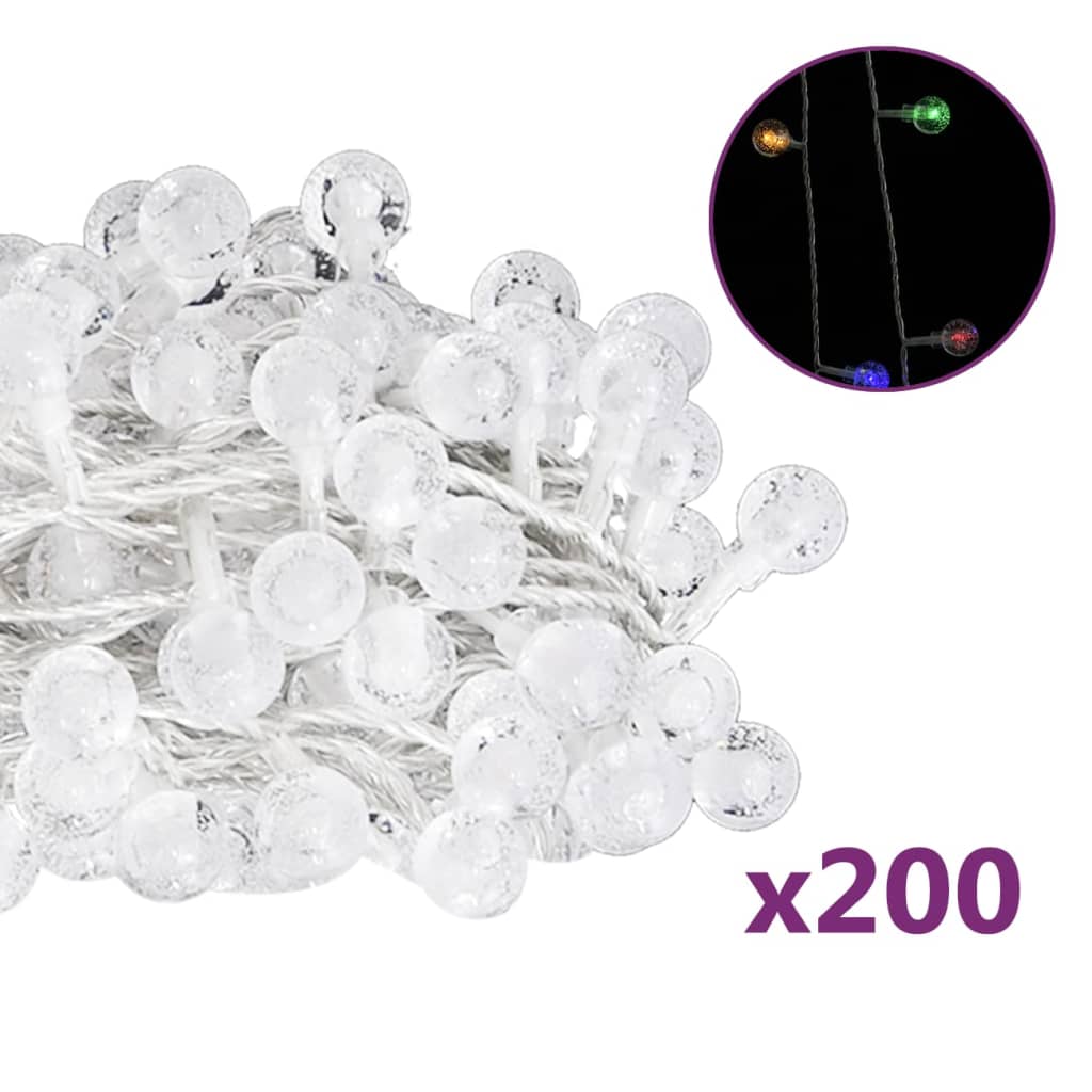 Globe Fairy String Lights 20M 200 Led Colourful 8 Function
