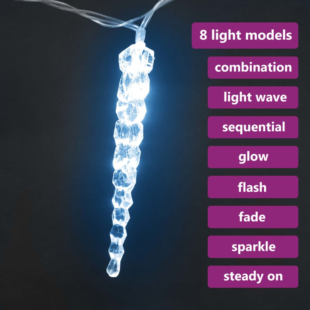 Christmas Icicle Lights 40Pcs Acrylic Remote Control