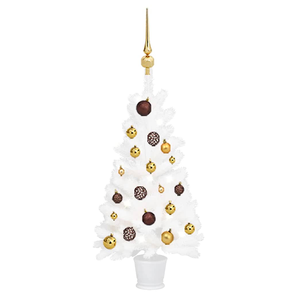 Artificial Pre-Lit Christmas Tree With Ball Set White 65 Cm