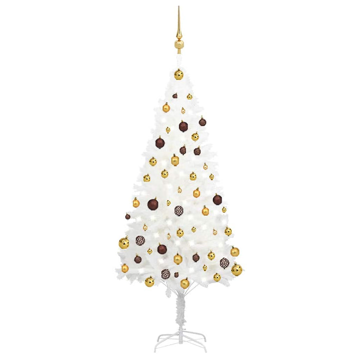 Artificial Pre-Lit Christmas Tree With Ball Set White 65 Cm