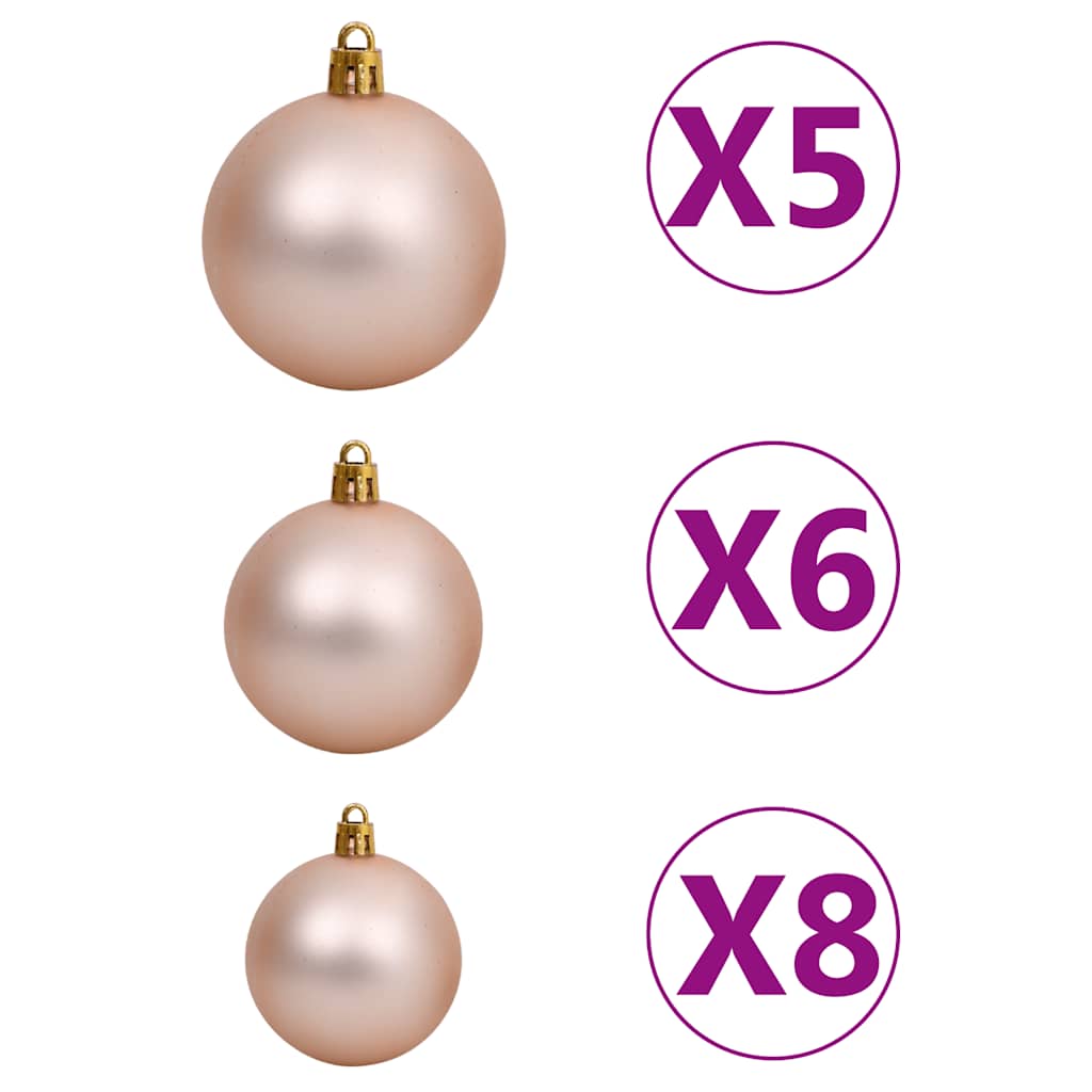 Artificial Pre-Lit Christmas Tree With Ball Set White 65 Cm