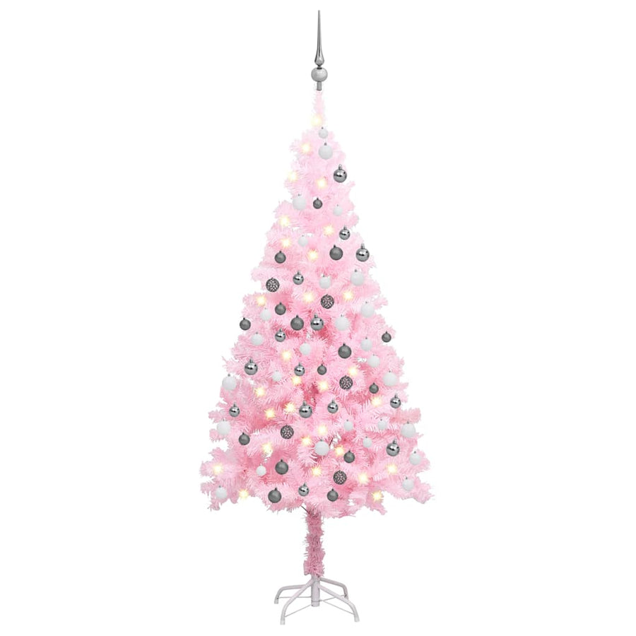 Artificial Pre-Lit Christmas Tree With Ball Set 120 Cm Pvc