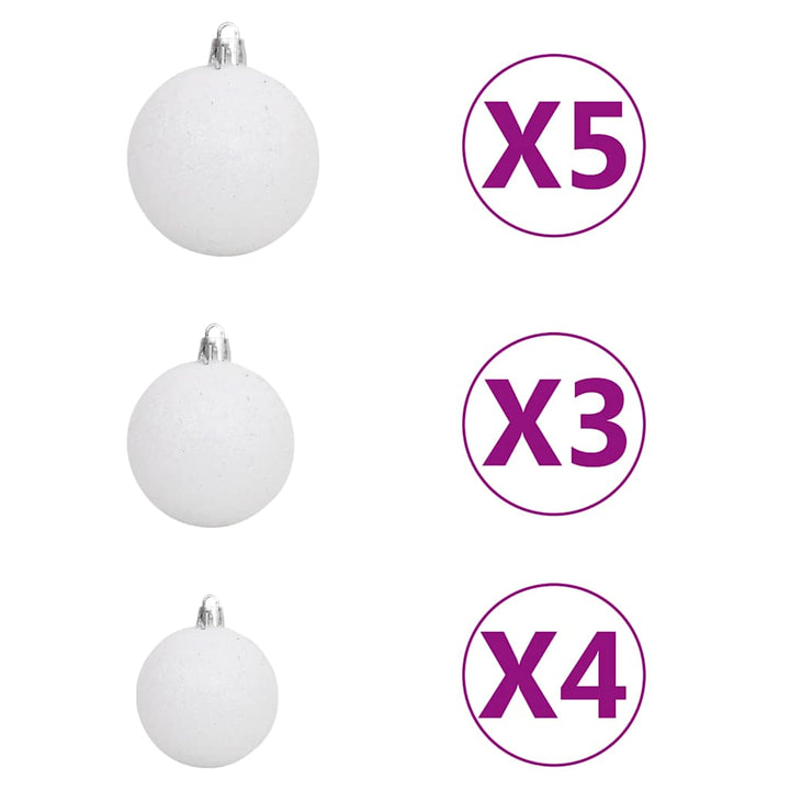Artificial Pre-Lit Christmas Tree With Ball Set Black 180 Cm Pvc