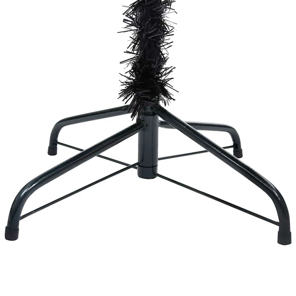 Artificial Pre-Lit Christmas Tree With Ball Set Black 180 Cm Pvc