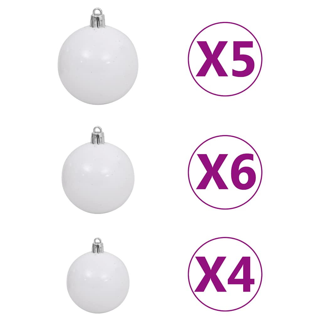 Artificial Pre-Lit Christmas Tree With Ball Set Silver 180 Cm Pet