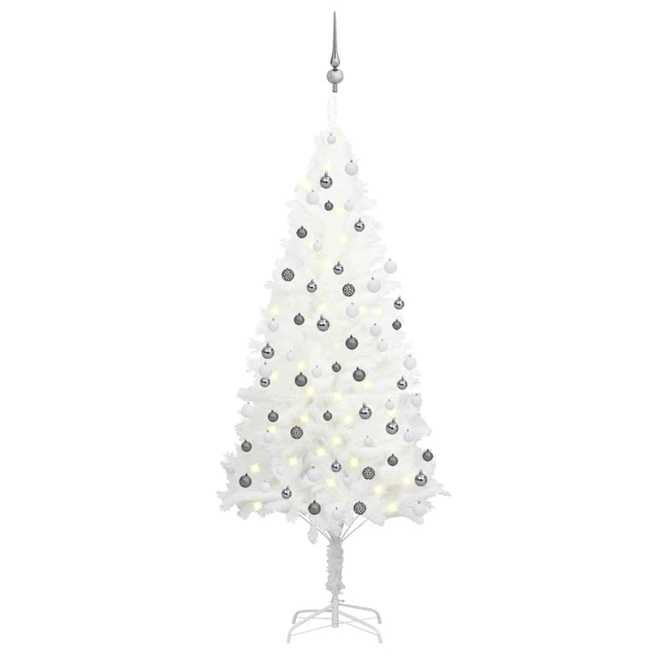 Artificial Pre-Lit Christmas Tree With Ball Set White 65 Cm