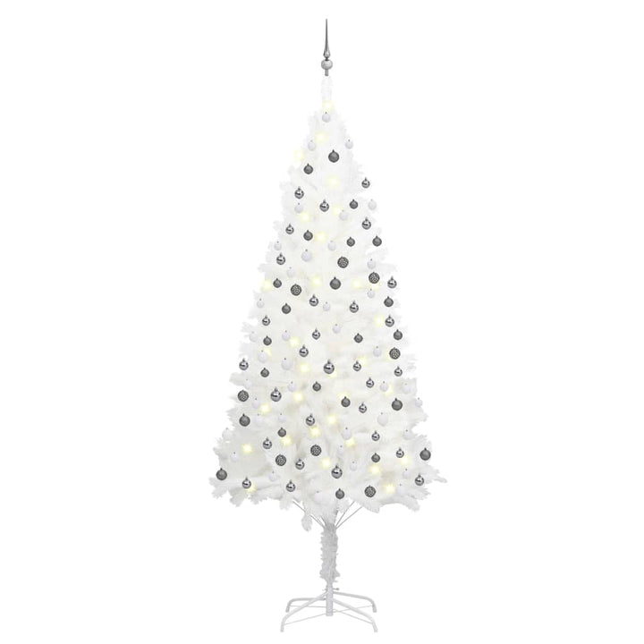 Artificial Pre-Lit Christmas Tree With Ball Set White 65 Cm