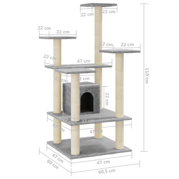 Cat Tree With Sisal Scratching Posts 110 Cm