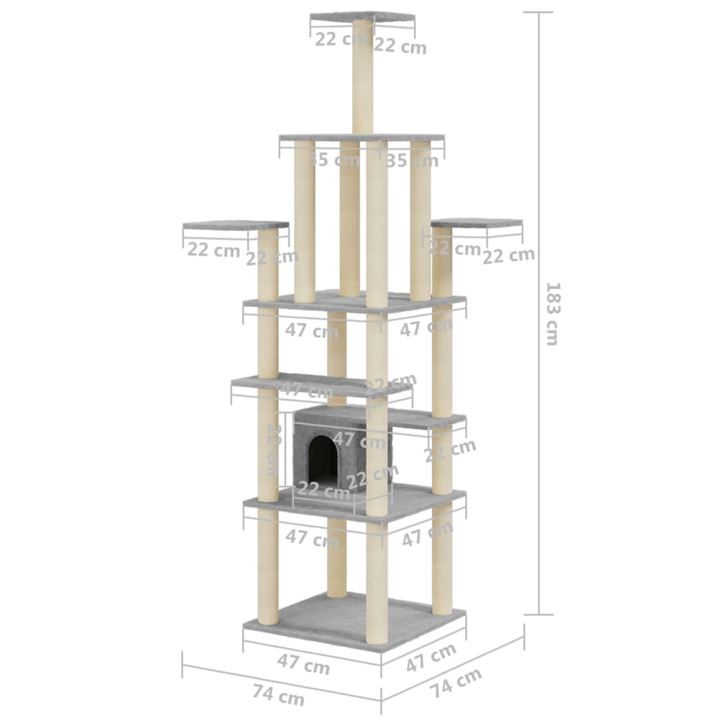 Cat Tree With Sisal Scratching Posts 183 Cm