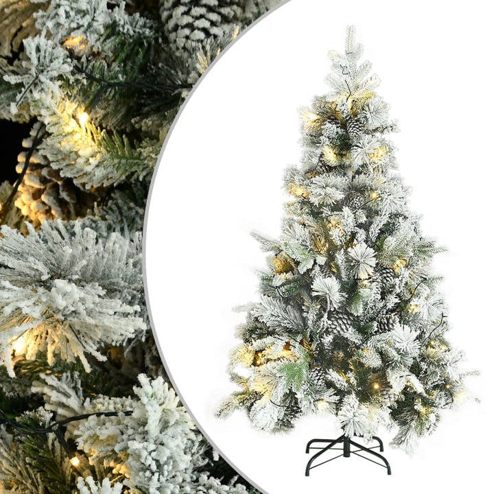 Pre-Lit Christmas Tree With Flocked Snow&Cones 195 Cm Pvc&Pe