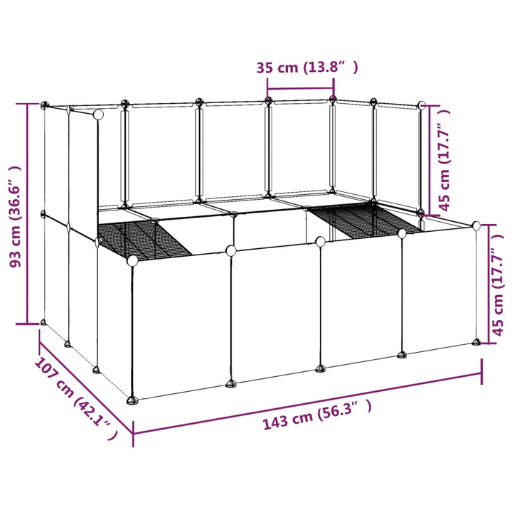 Small Animal Cage 143X107X93 Cm Pp And Steel