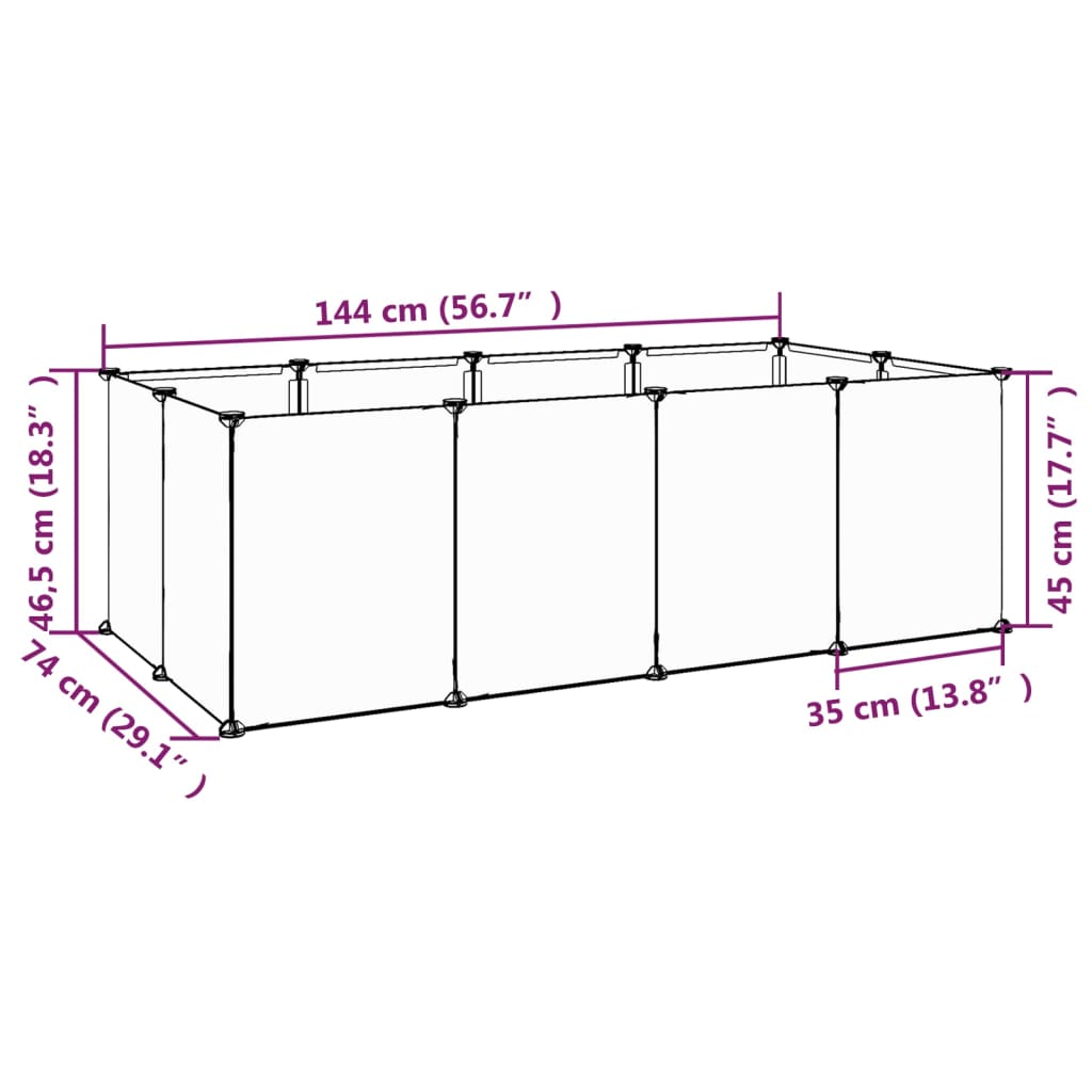 Small Animal Cage 144X74X46.5 Cm Pp And Steel