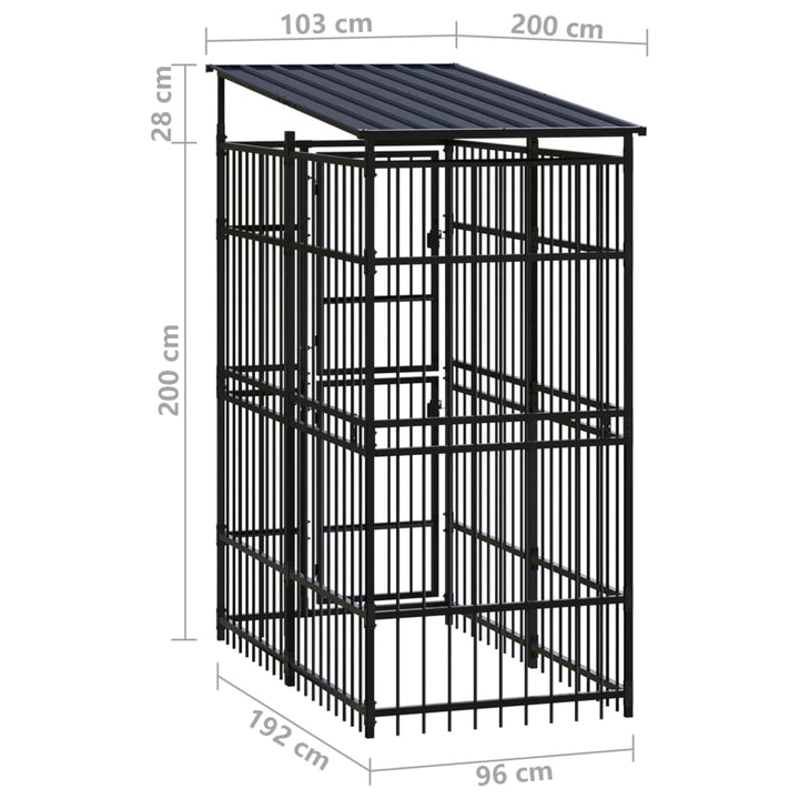 Outdoor Dog Kennel Steel 1.84 M²