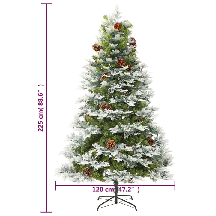 Pre-Lit Christmas Tree With Pine Cones Green 225 Cm Pvc&Pe