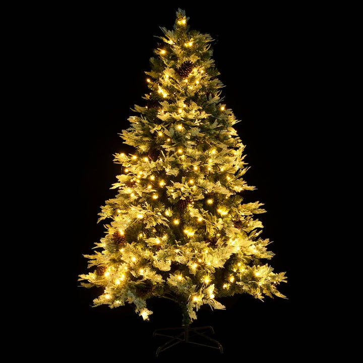 Pre-Lit Christmas Tree With Pine Cones Green 225 Cm Pvc&Pe