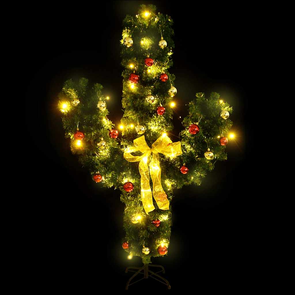 Christmas Cactus With Stand And Led Green Pvc