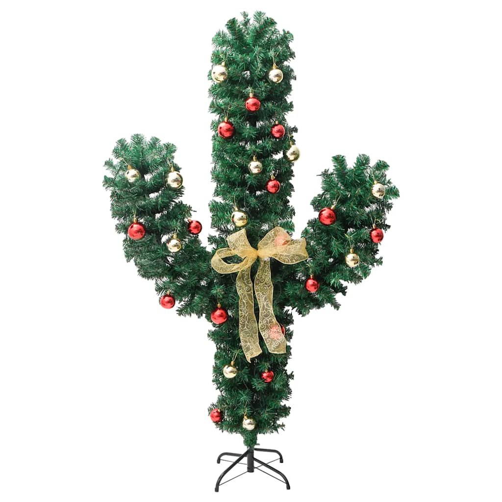 Christmas Cactus With Stand And Led Green Pvc