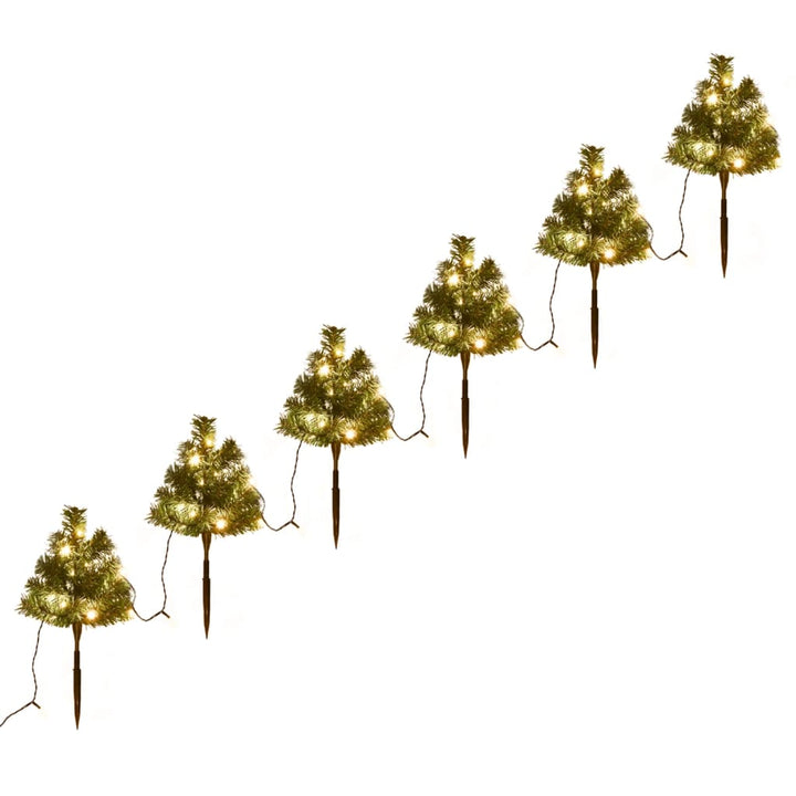 Christmas Pathway Trees 6 Pcs With Leds 45 Cm Pvc