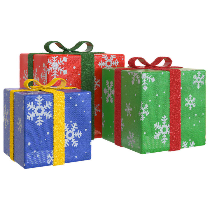 Lighted Christmas Boxes 3 Pcs 64 Leds Warm White