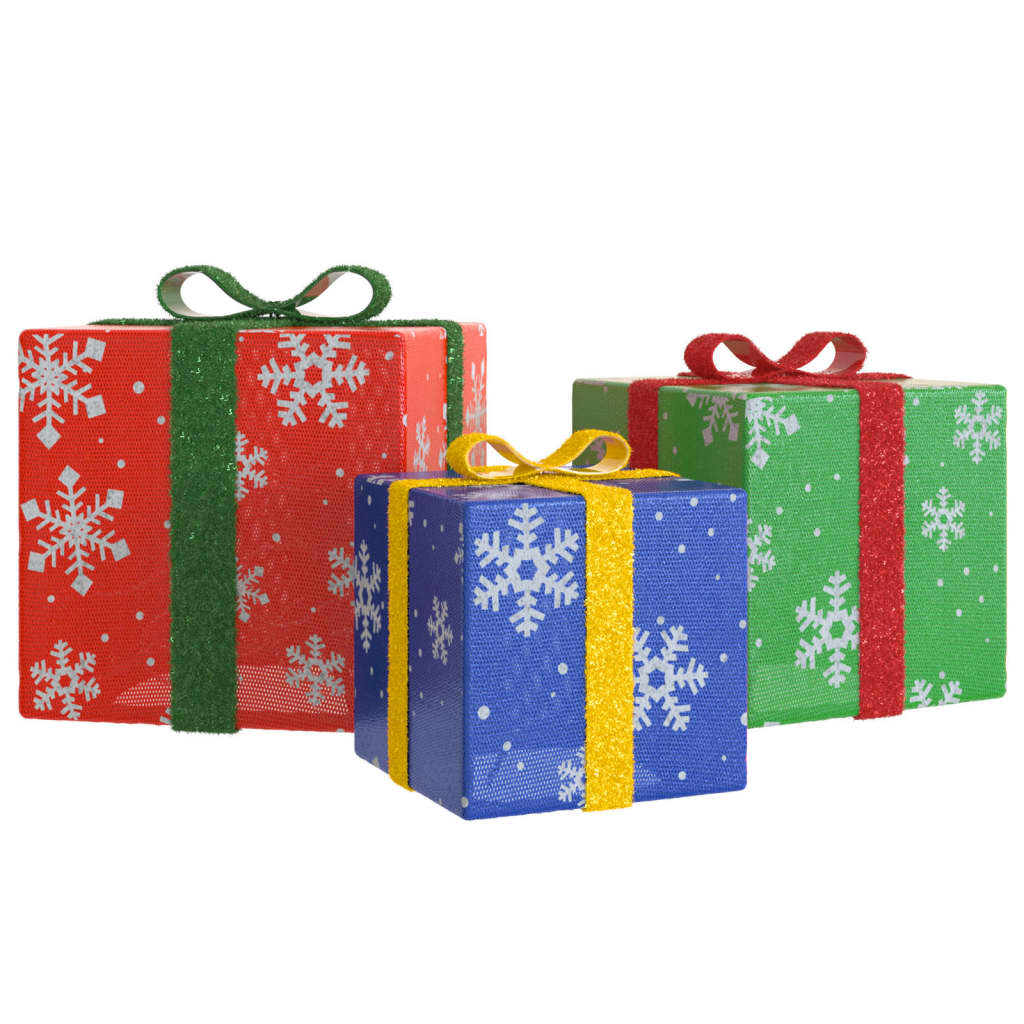 Lighted Christmas Boxes 3 Pcs 64 Leds Warm White