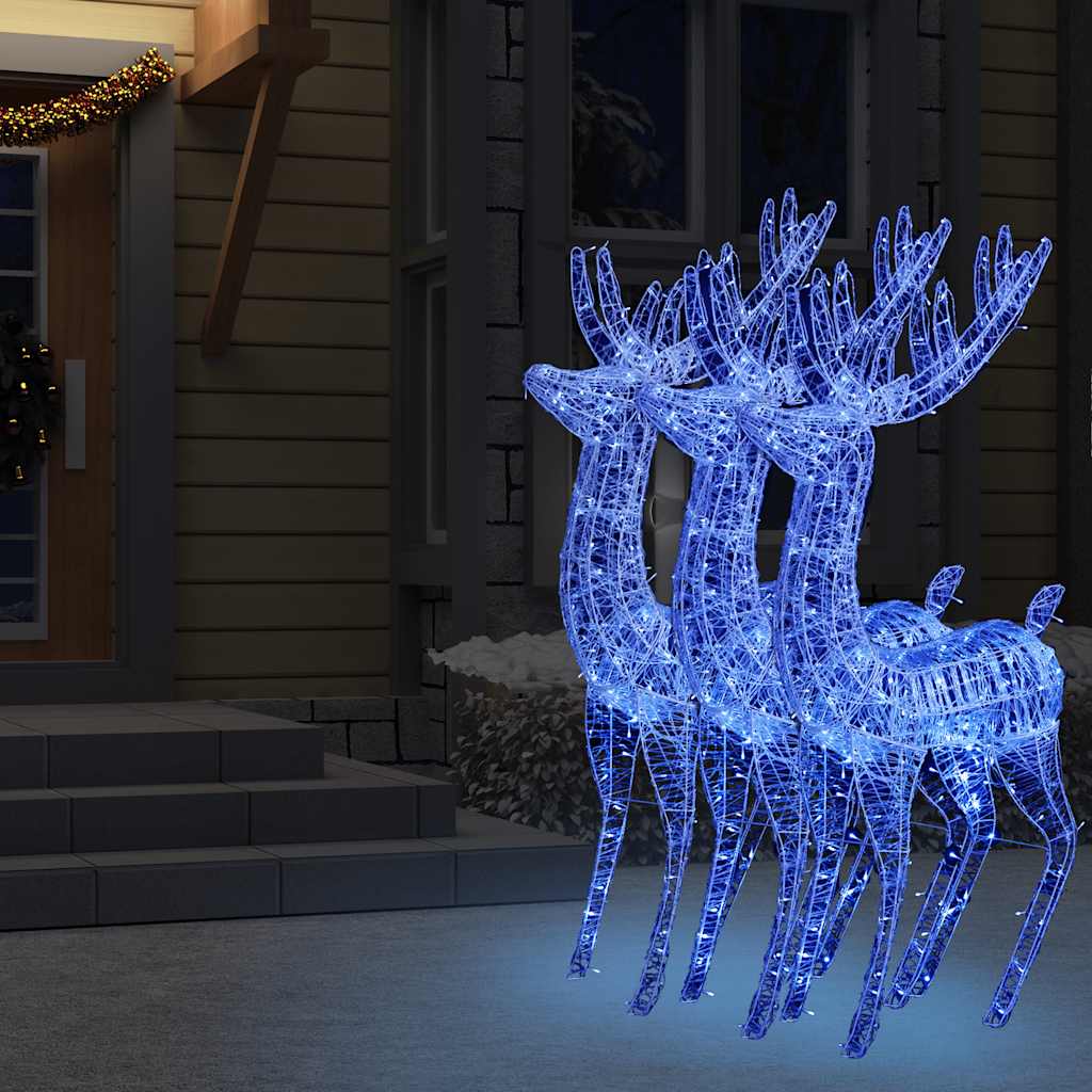 Xxl Acrylic Christmas Reindeers 250 Led 3 Pcs 180 Cm