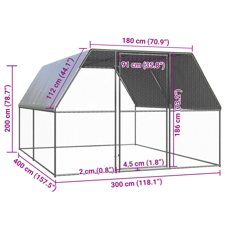 Outdoor Chicken Cage Galvanised Steel