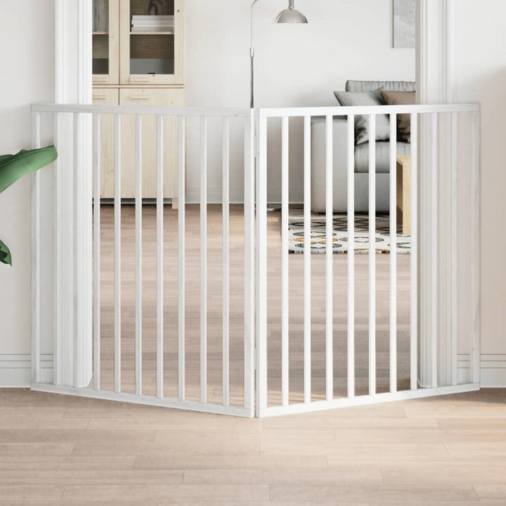 Dog Gate With Door Foldable 6 Panels 300 Cm Poplar Wood