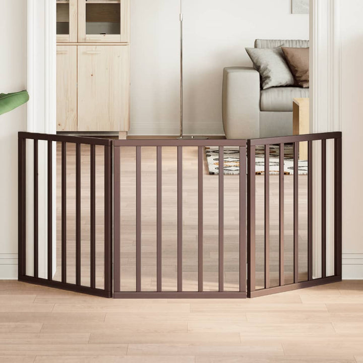Dog Gate With Door Foldable 6 Panels 300 Cm Poplar Wood
