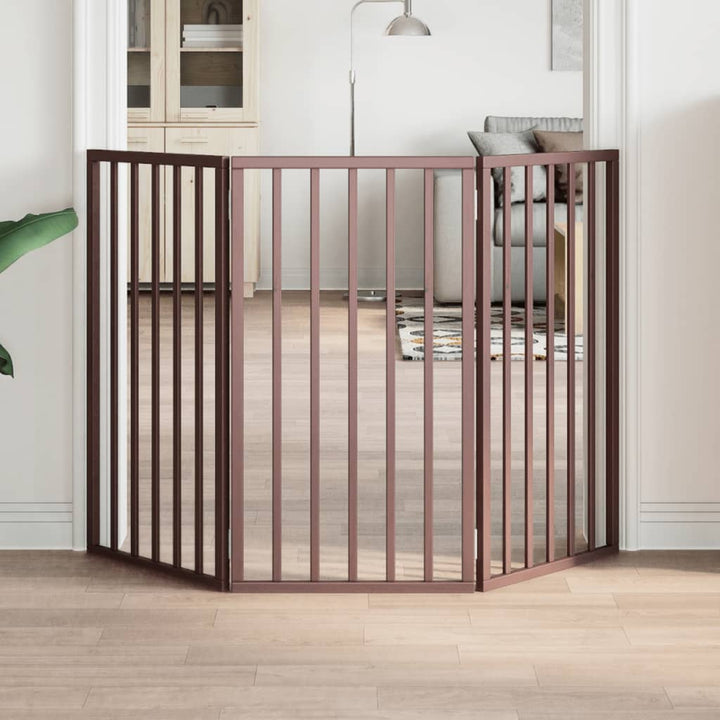 Dog Gate With Door Foldable 6 Panels 300 Cm Poplar Wood
