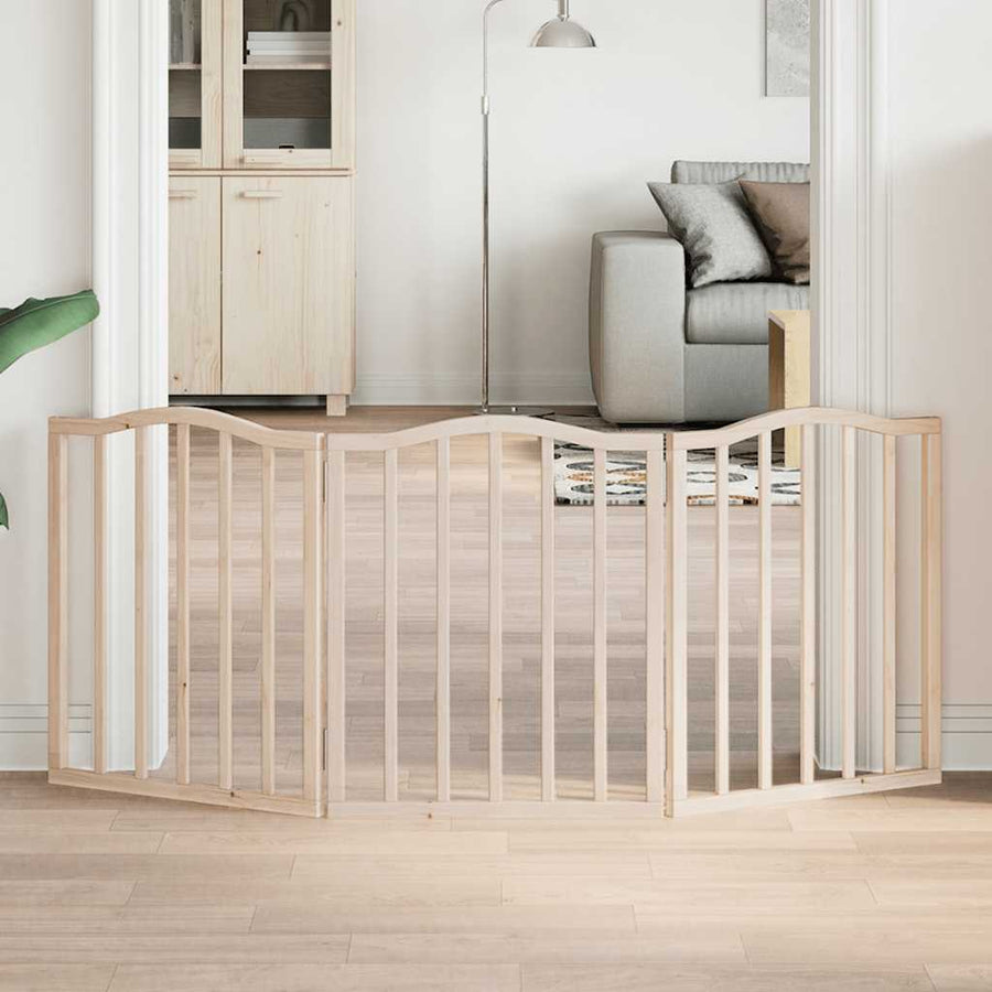 Dog Gate Foldable 3 Panels 150 Cm Poplar Wood
