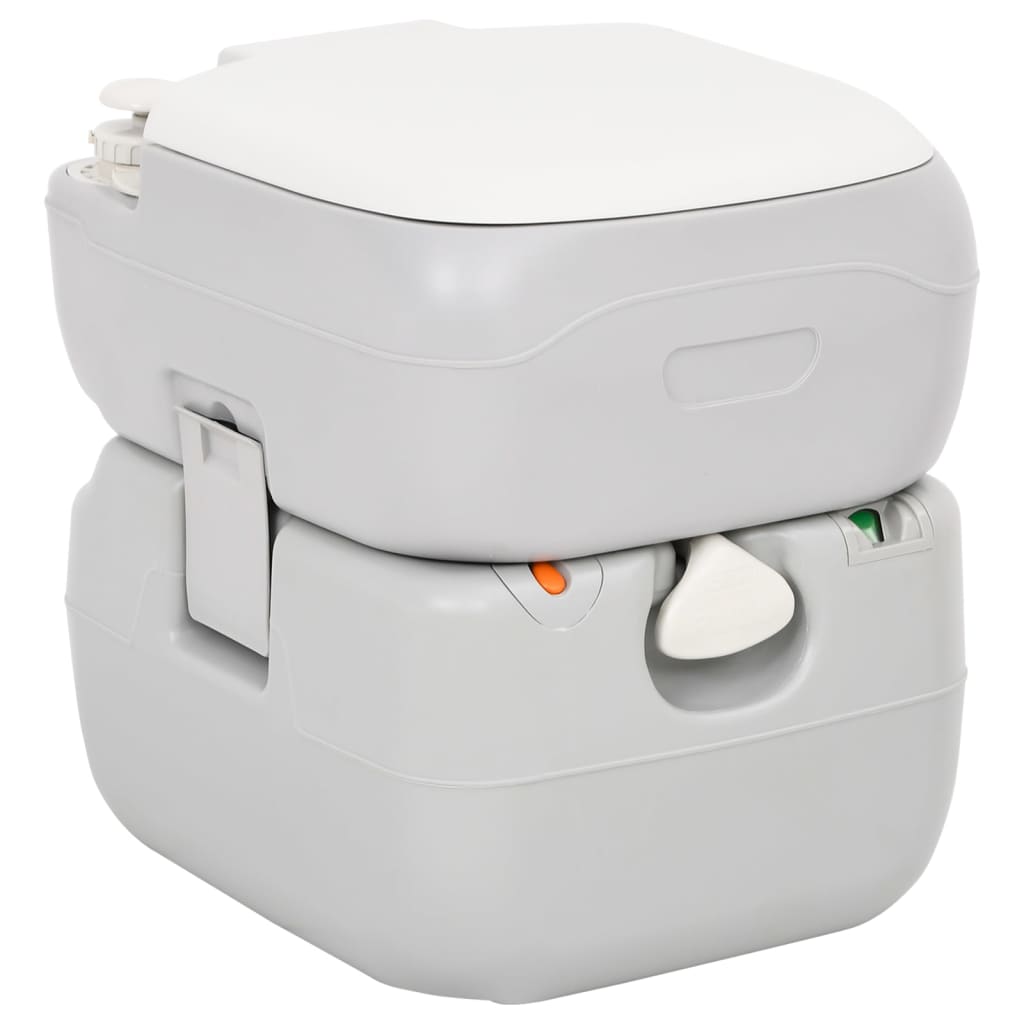 Portable Camping Toilet Grey And White 22+12 L Hdpe