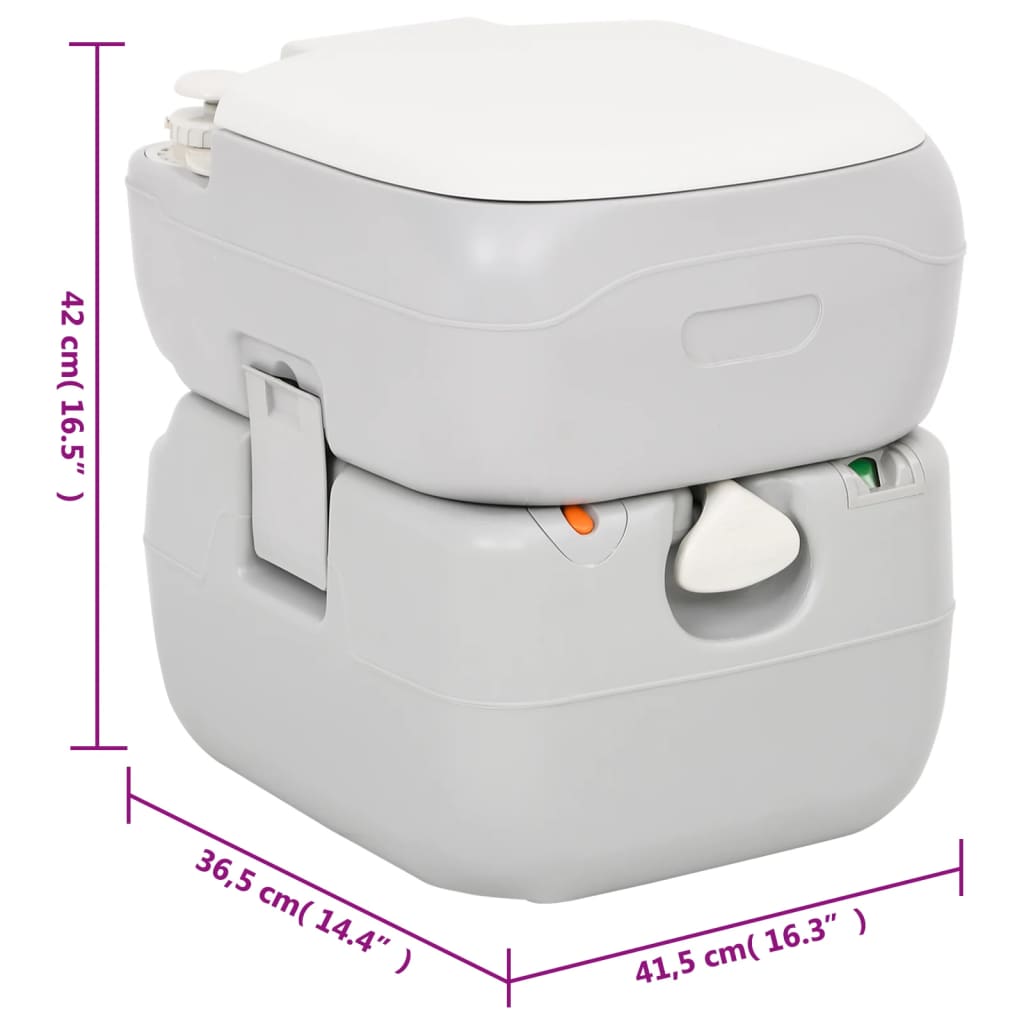 Portable Camping Toilet Grey And White 22+12 L Hdpe