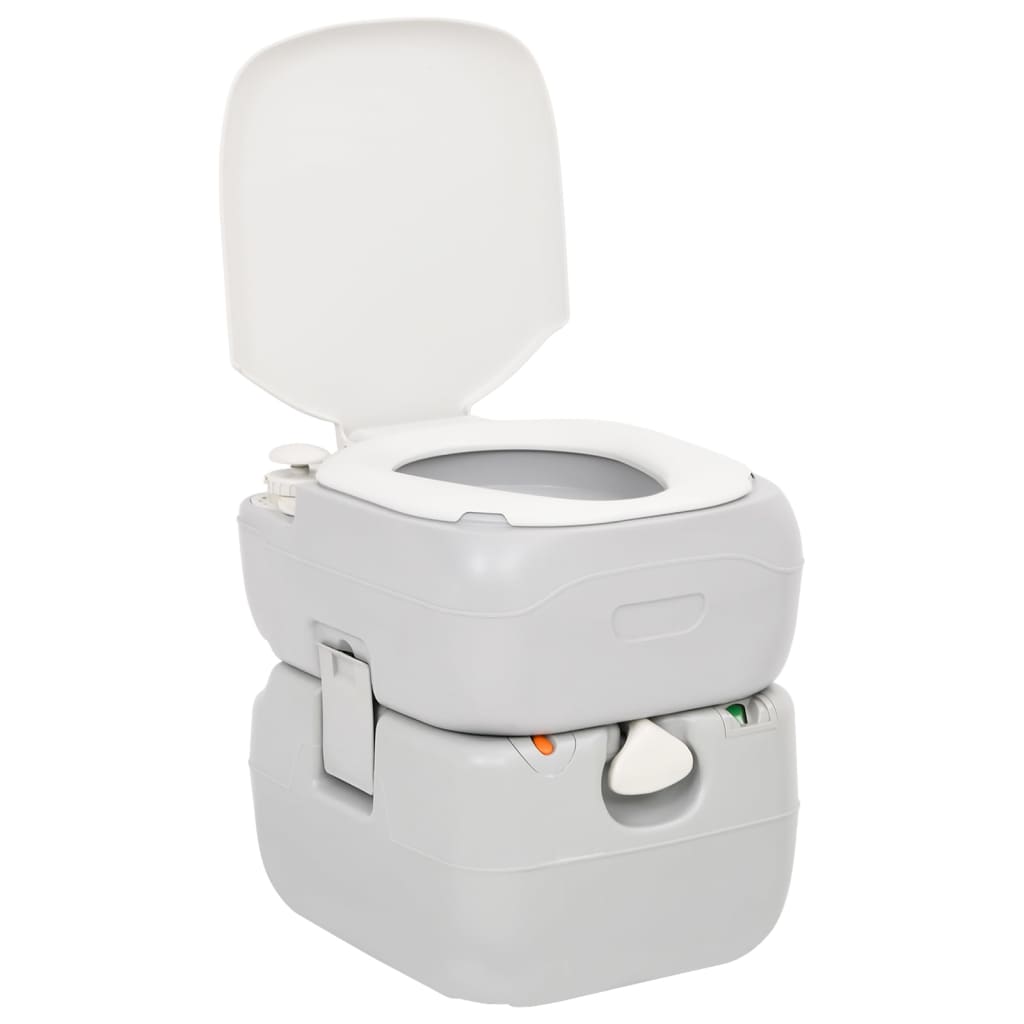 Portable Camping Toilet Grey And White 22+12 L Hdpe