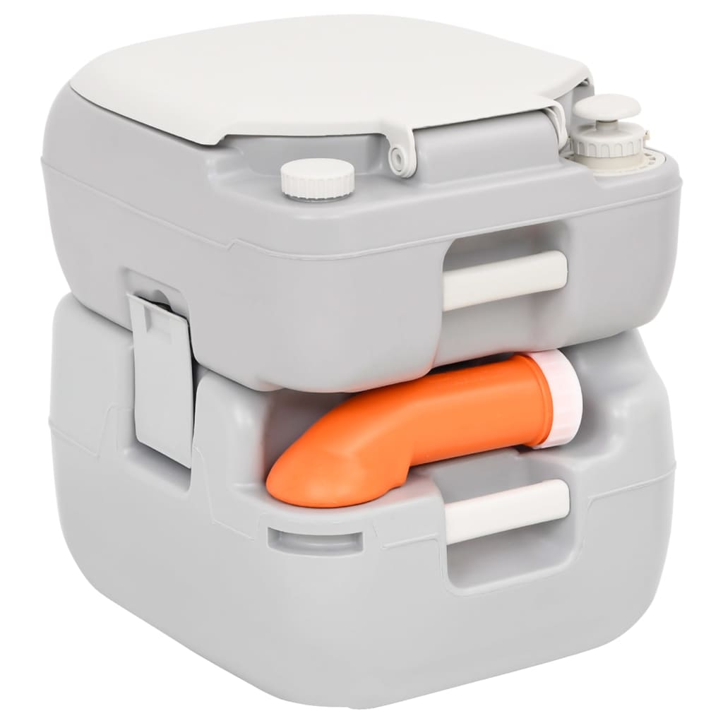 Portable Camping Toilet Grey And White 22+12 L Hdpe