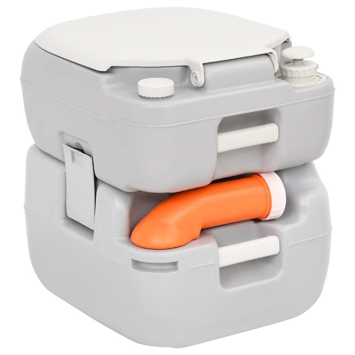 Portable Camping Toilet Grey And White 22+12 L Hdpe