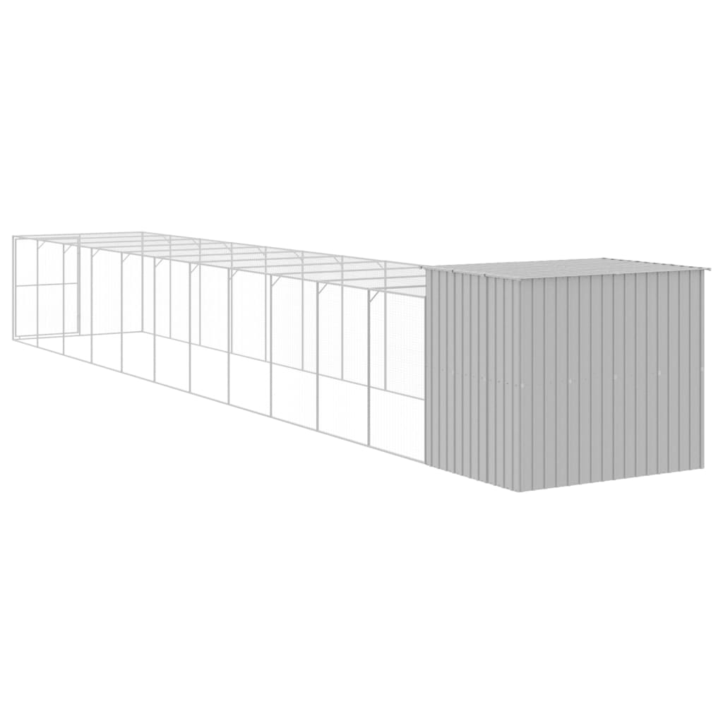 Dog House With Run Galvanised Steel