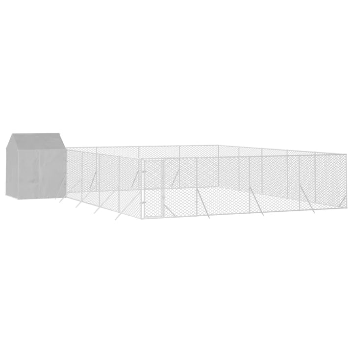 Outdoor Dog Kennel With Roof Silver Galvanised Steel