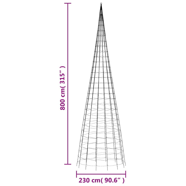 Led Christmas Tree On Flagpole 3000 Leds Warm White